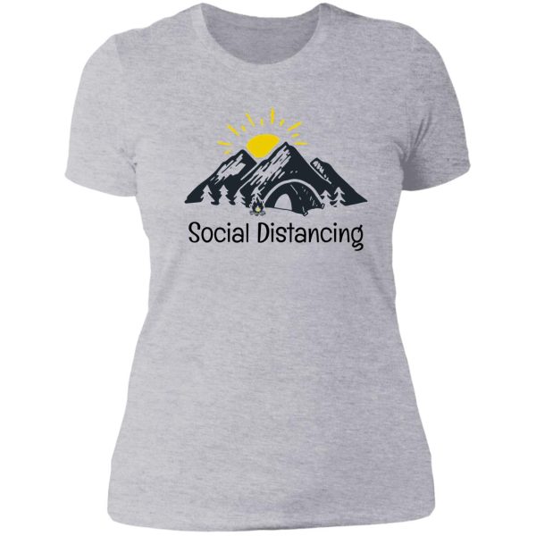 backpacking into the mountains - social distancing lady t-shirt