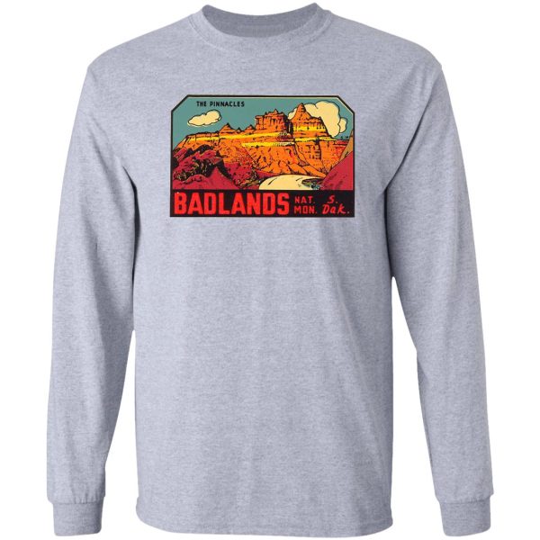 badlands national park -the pinnacles- vintage travel decal long sleeve