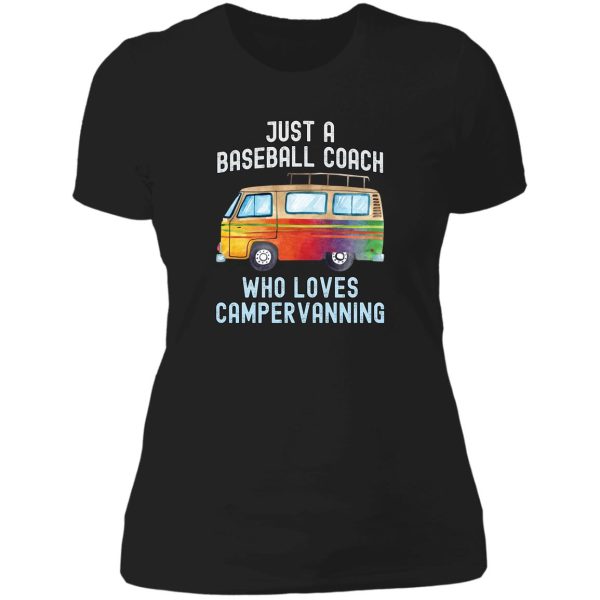 baseball coach loves campervanning lady t-shirt