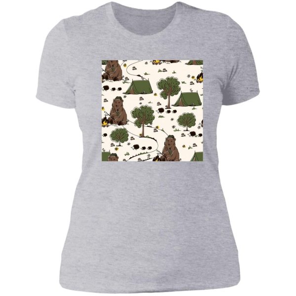 bear camping lady t-shirt