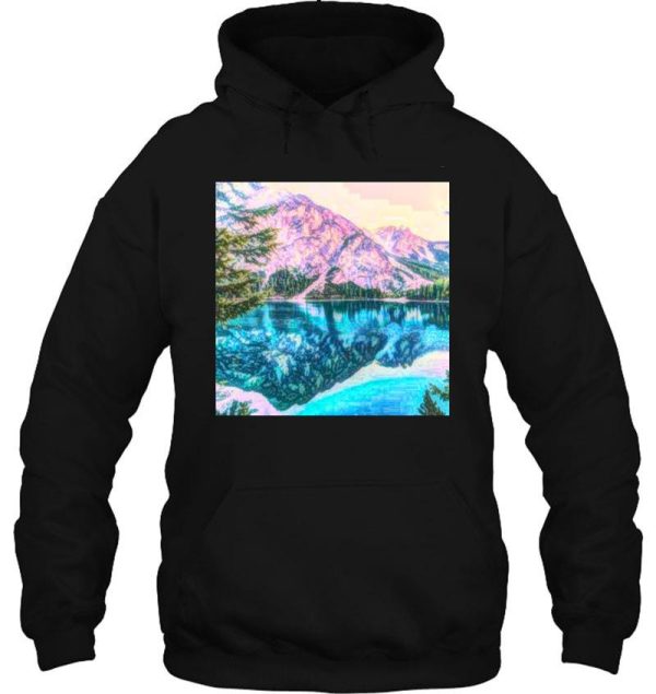 beautiful abstract rustic mountain lake scene hoodie