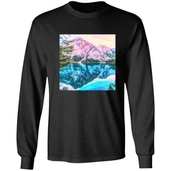 beautiful abstract rustic mountain lake scene long sleeve