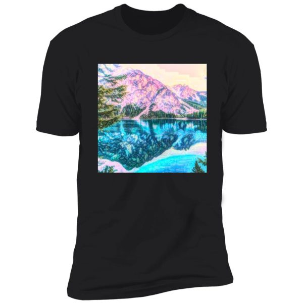 beautiful abstract rustic mountain lake scene shirt