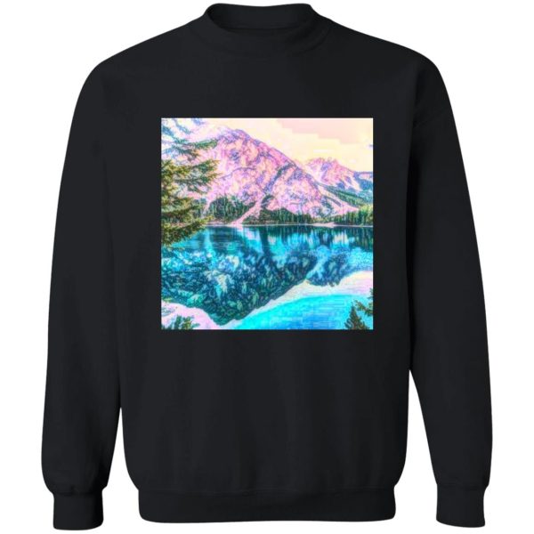 beautiful abstract rustic mountain lake scene sweatshirt