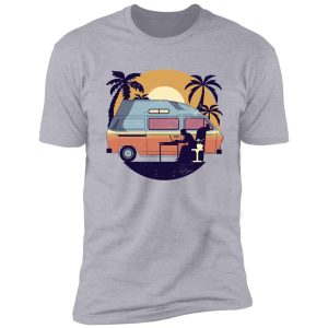beautiful camper with palm trees and sunset shirt