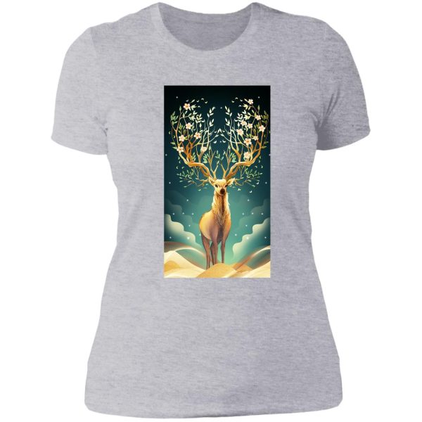 beautiful elk wildlife animal flower lady t-shirt