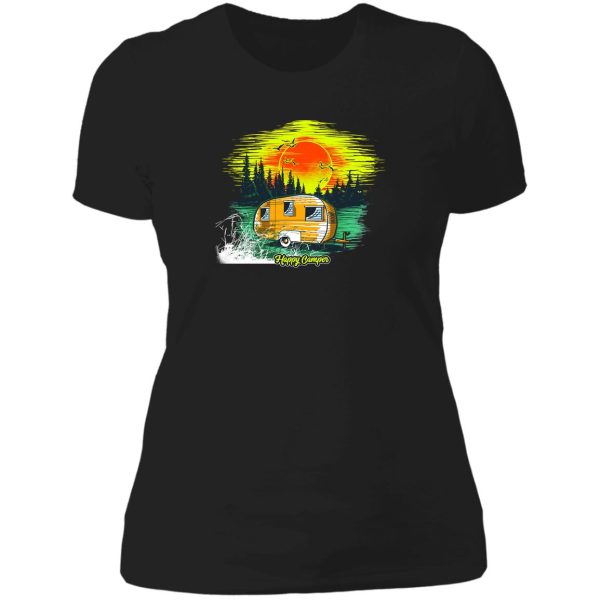 beautiful happy camper design lady t-shirt