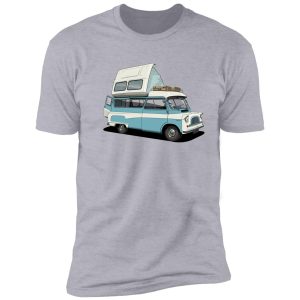 bedford camper van in blue shirt
