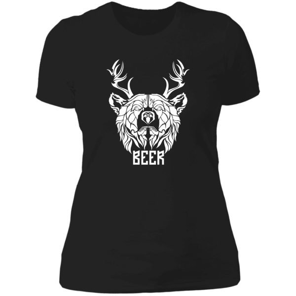 beer bear deer antler dad joke backwoods hunting lady t-shirt