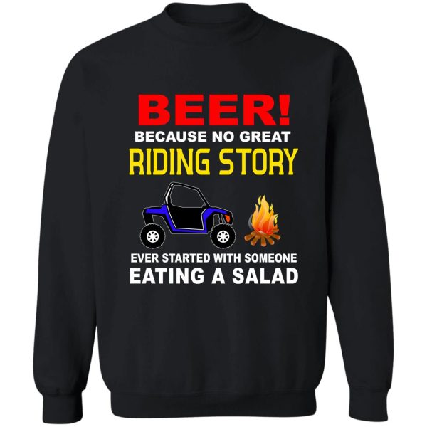beer! because no great riding story ever started w a salad sweatshirt