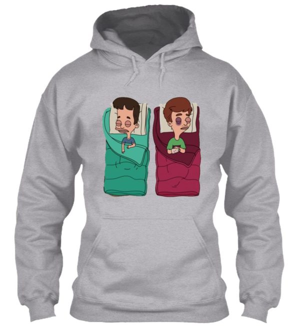 big mouth - nick and andrew in camping bags hoodie