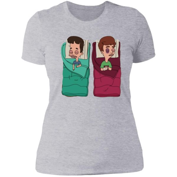big mouth - nick and andrew in camping bags lady t-shirt