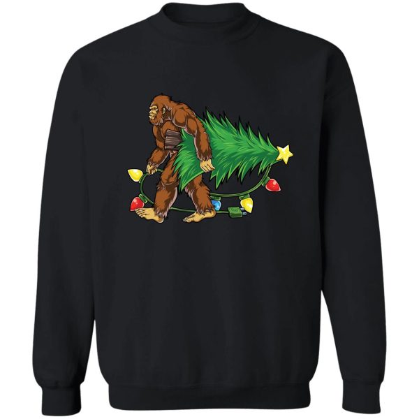 bigfoot carrying christmas tree t shirt sasquatch santa gift sweatshirt