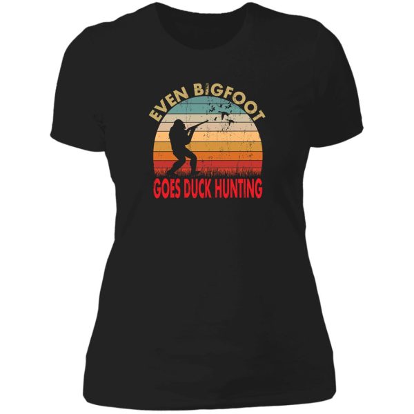bigfoot duck hunting tshirt mode shoot em in the peckar t-shirt lady t-shirt