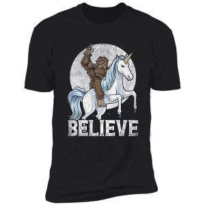 bigfoot riding unicorn t shirt funny sasquatch vintage tees shirt