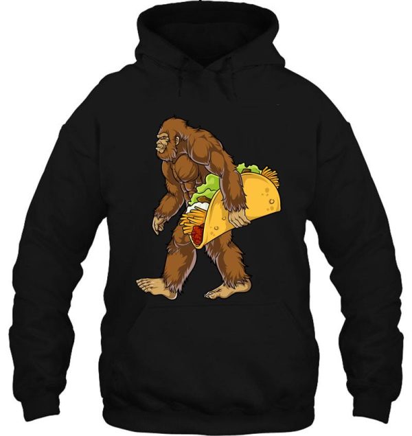 bigfoot sasquatch carrying taco t shirt funny camping gifts men women kids boys hoodie