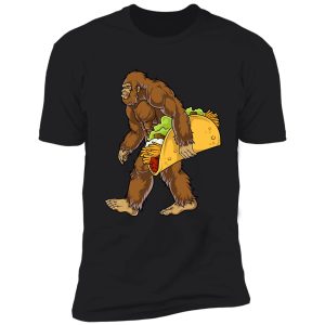 bigfoot sasquatch carrying taco t shirt funny camping gifts men women kids boys shirt
