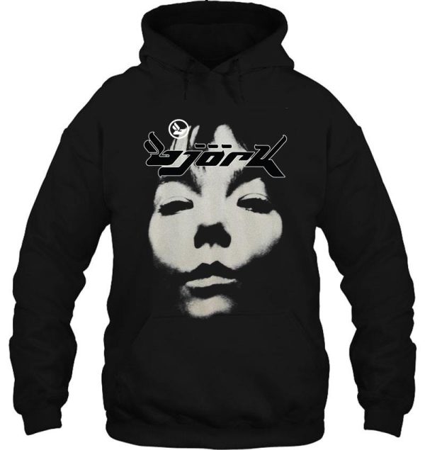 bjork homogenic vintage face logo (black white) hoodie