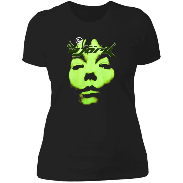 bjork homogenic vintage face logo (green) lady t-shirt