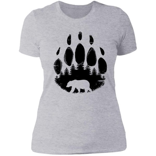 black bear paw print - forest landscape lady t-shirt