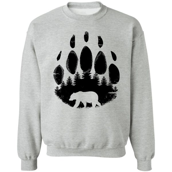 black bear paw print - forest landscape sweatshirt
