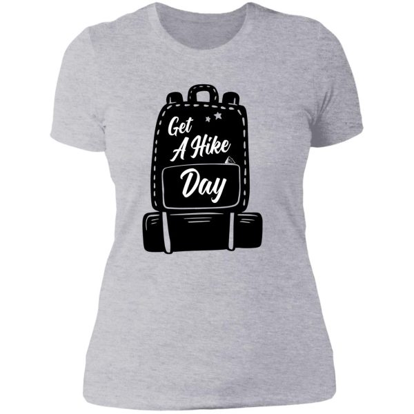 black hiking backpack- hiking motivation quote lady t-shirt