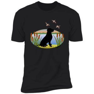 black labrador retriever hunting dog sunset shirt
