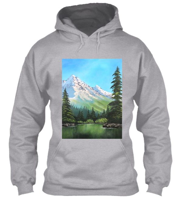 bob ross inspired landscape - mountain art hoodie