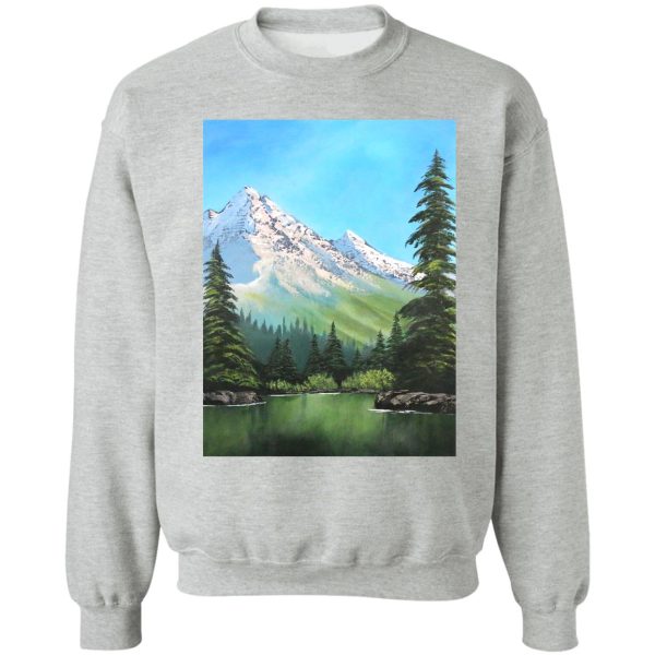 bob ross inspired landscape - mountain art sweatshirt