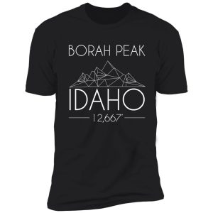 borah peak idaho minimal mountains hiking outdoors love heartbeat shirt