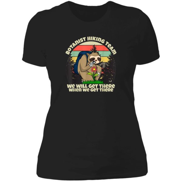 botanist hiking team botany sloth lady t-shirt