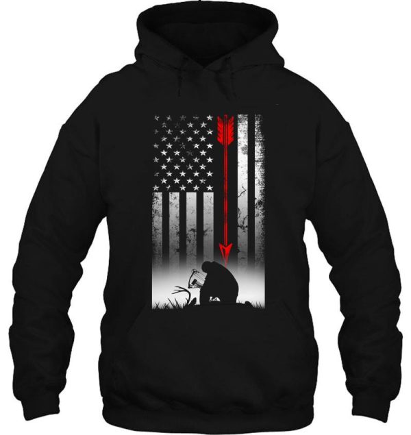 bow deer hunting american flag gift for bow hunting pullover hoodie