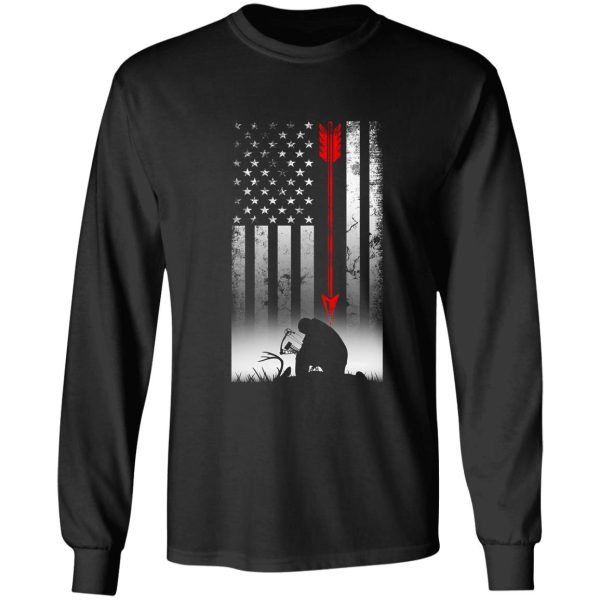 bow deer hunting american flag gift for bow hunting pullover long sleeve