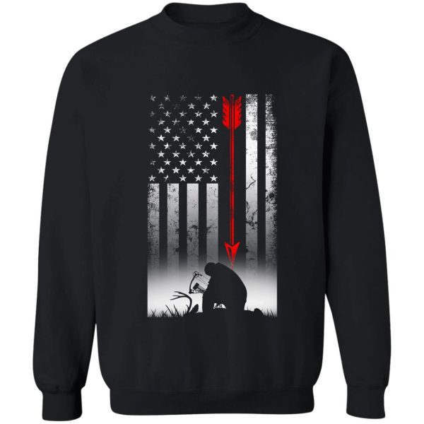 bow deer hunting american flag gift for bow hunting pullover sweatshirt