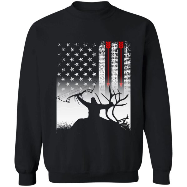 bow hunting american flag deer for arrow hunters sweatshirt