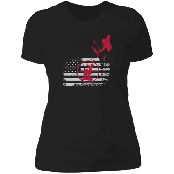 bow hunting deer flag for or hunters lady t-shirt