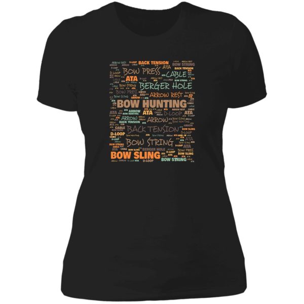 bow hunting terminology - commonly used books terms lady t-shirt