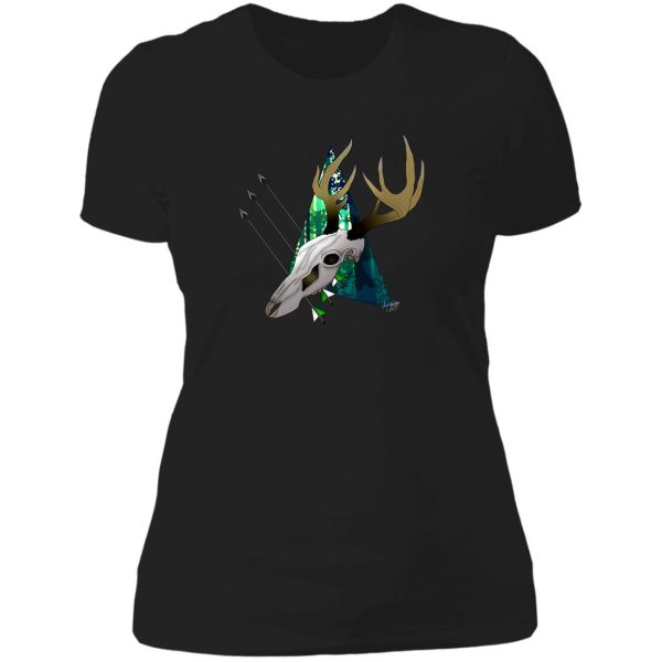 bow hunting wdeer skull lady t-shirt