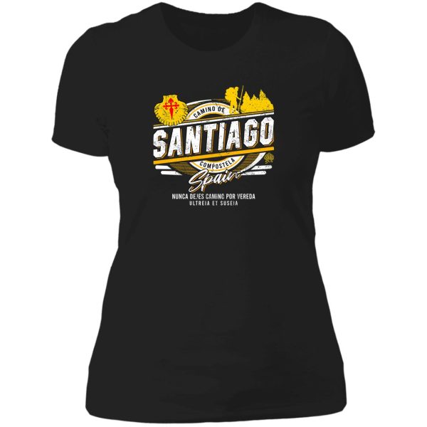 buen camino de santiago. compostela peregrino lady t-shirt
