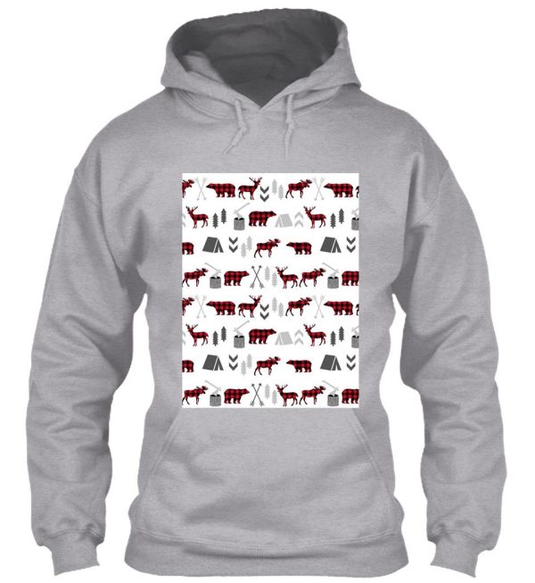 buffalo plaid woodland moose deer bear forest woodland trees camping hoodie