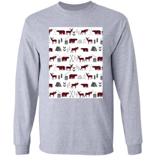 buffalo plaid woodland moose deer bear forest woodland trees camping long sleeve