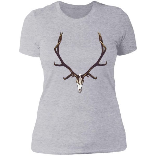 bull elk skull european mount lady t-shirt