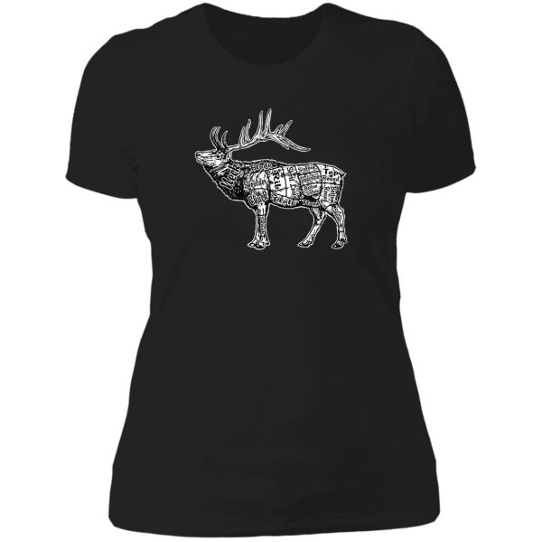 butcher chart elk lady t-shirt
