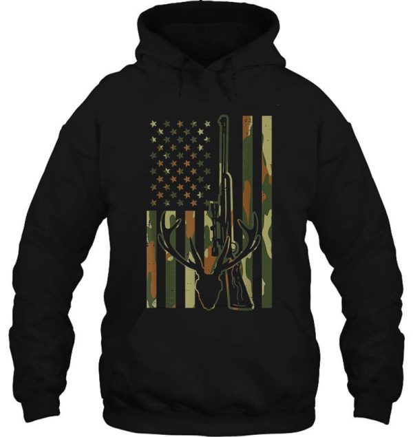 camo flag deer skull rifle vintage hunting patriot hunt dad hoodie