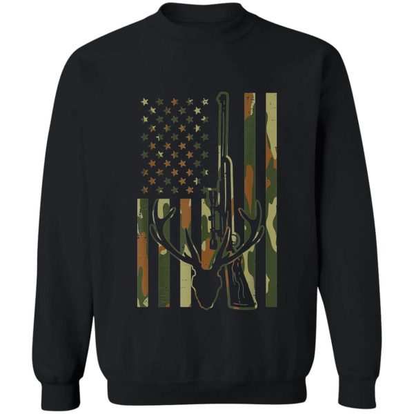 camo flag deer skull rifle vintage hunting patriot hunt dad sweatshirt