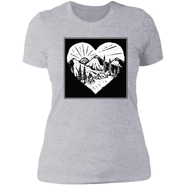 camp heart fire art lady t-shirt