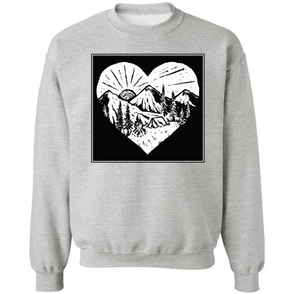 camp heart fire art sweatshirt