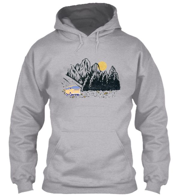 camper mountain landscape hoodie