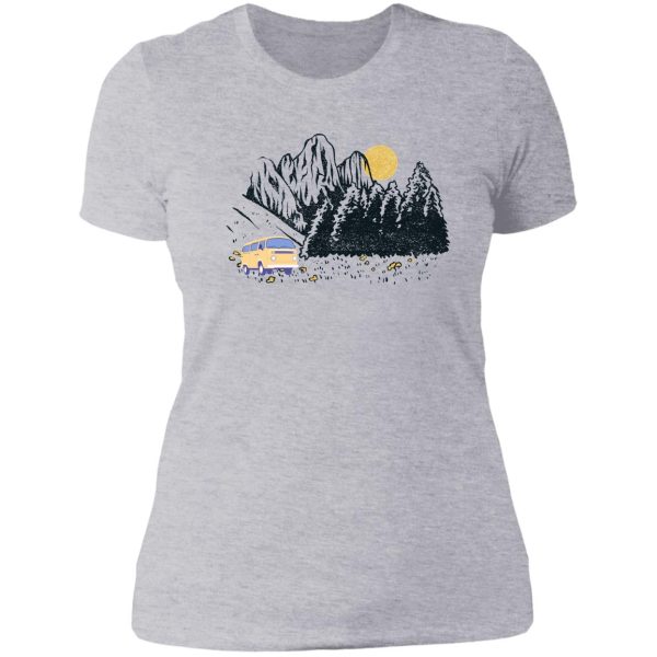 camper mountain landscape lady t-shirt