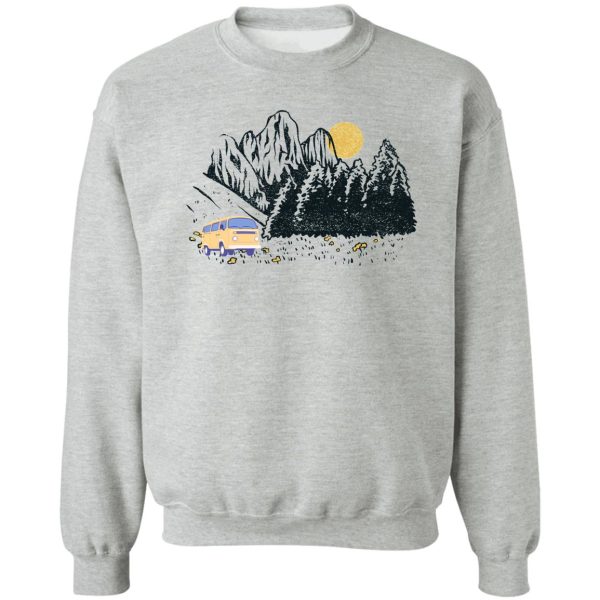 camper mountain landscape sweatshirt